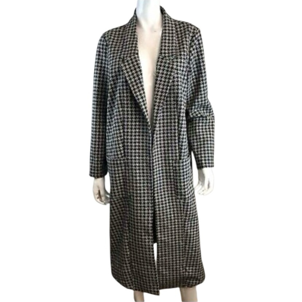 LuLaRoe Black & White Houndstooth Midi Wendy Coat Unicorn Size: S